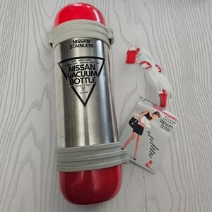 Vintage Nissan Stainless Unbreakable Vacuum Thermos Bottle w/strap